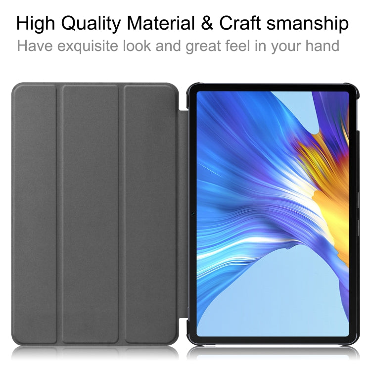 Dark gray three-fold folio leather case with smooth front cover panels