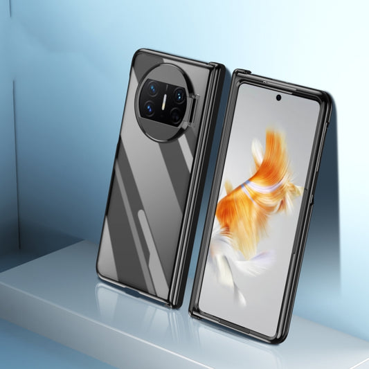 Black folding phone case with hinge for Huawei Mate X3, protective PC back and camera cutout