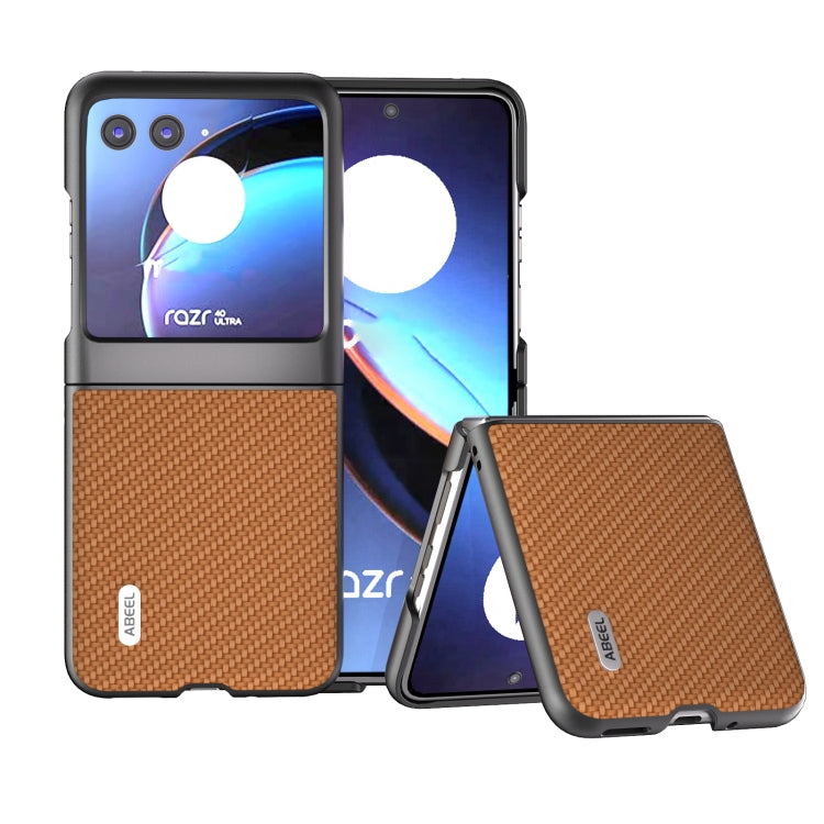 Tan carbon-fiber phone case with black bumper for Razr 40 Ultra