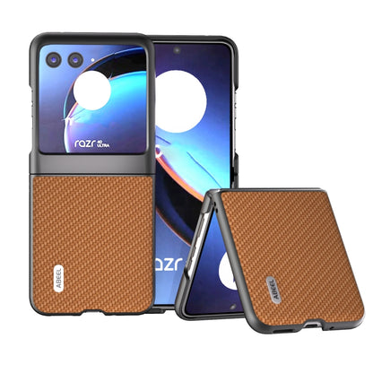 Tan carbon-fiber phone case with black bumper for Razr 40 Ultra