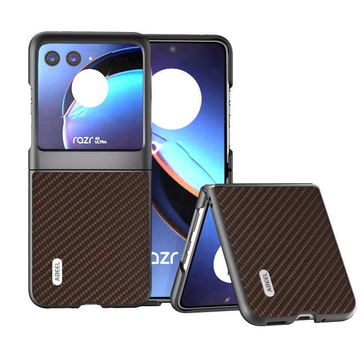 Dark brown carbon-fiber phone case with black bumper for Razr 40 Ultra