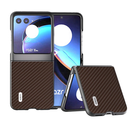Dark brown carbon-fiber phone case with black bumper for Razr 40 Ultra