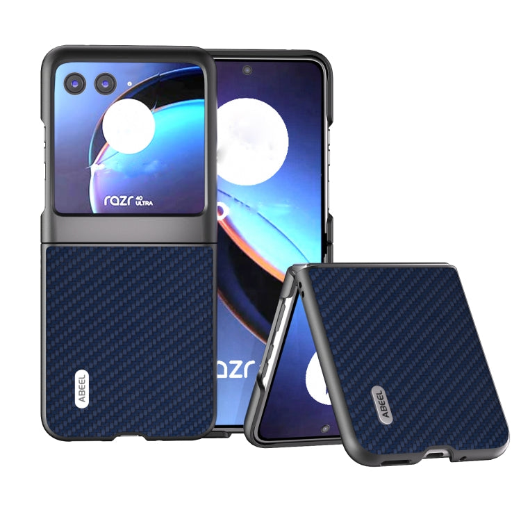 Dark blue carbon-fiber phone case with black bumper for Razr 40 Ultra