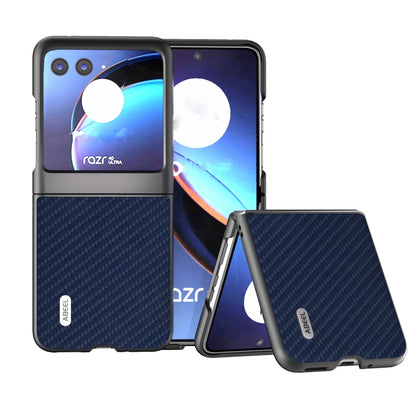 Dark blue carbon-fiber phone case with black bumper for Razr 40 Ultra