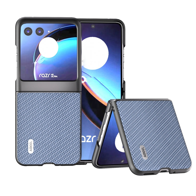 Light gray carbon-fiber phone case with black bumper for Razr 40 Ultra