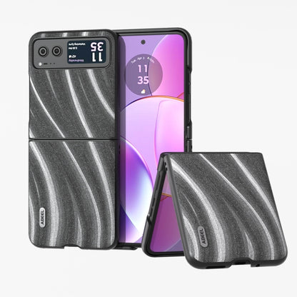 Protective phone case with dark gray wavy stripe pattern and raised edges