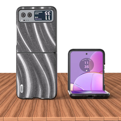 Protective flip-style phone case set with dark gray wavy stripe back and cover