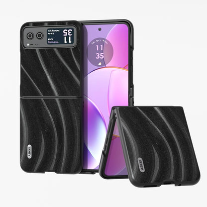 Protective flip phone case with dark gray wavy stripe pattern and outer cover