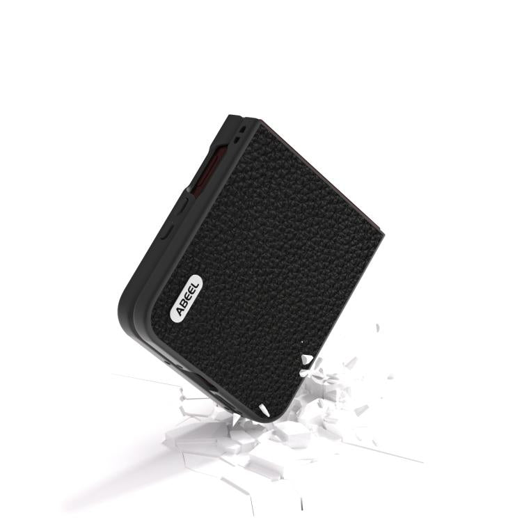 Genuine leather litchi-textured phone case, black, with protective flip cover