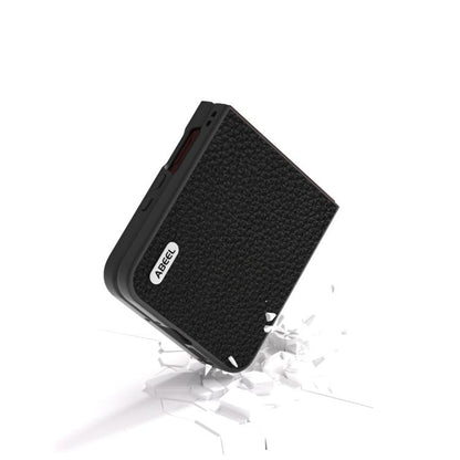 Genuine leather litchi-textured phone case, black, with protective flip cover