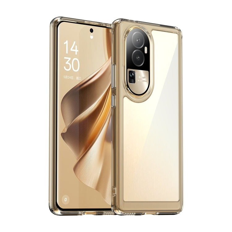 Transparent TPU phone case with gold-toned edges and camera cutout