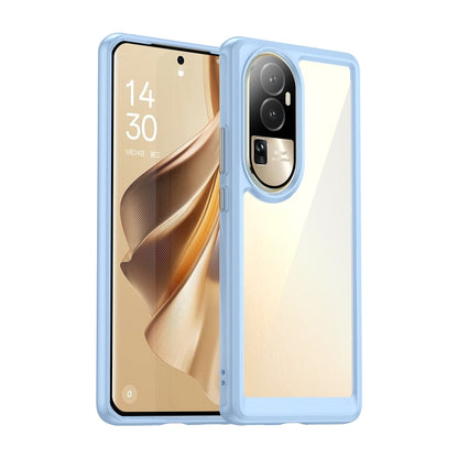 Transparent TPU phone case with light blue edges and raised camera protection