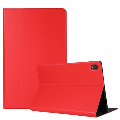 Red flip tablet leather case with stand and rear camera cutout