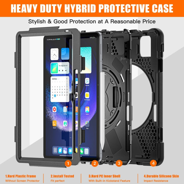 Silicone Hybrid PC Tablet Case with Grip & Shoulder Strap, For Xiaomi Pad 6 / Pad 6 Pro