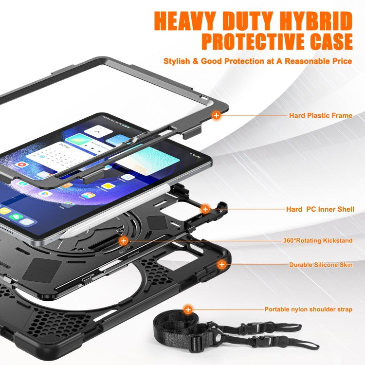 Silicone Hybrid PC Tablet Case with Grip & Shoulder Strap, For Xiaomi Pad 6 / Pad 6 Pro