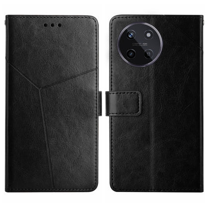 Black Y-shaped flip leather phone case with card slot and camera cutout