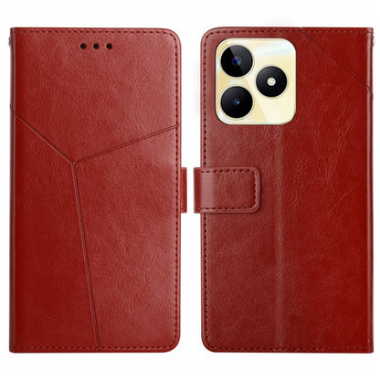 Red leather flip phone case with Y-line pattern, magnetic flap, and card pocket.