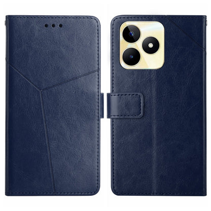 Dark blue leather flip phone case with Y-line pattern, magnetic flap, and card pocket.