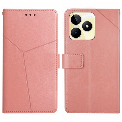 Light pink leather flip phone case with Y-line pattern, magnetic flap, and card pocket.