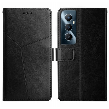 Black Y-shaped flip leather phone case with card slot and camera cutout