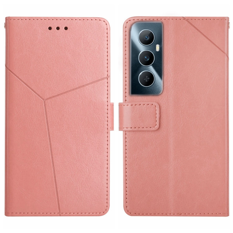 Pink Y-shaped flip leather phone case with card holder and camera cutout