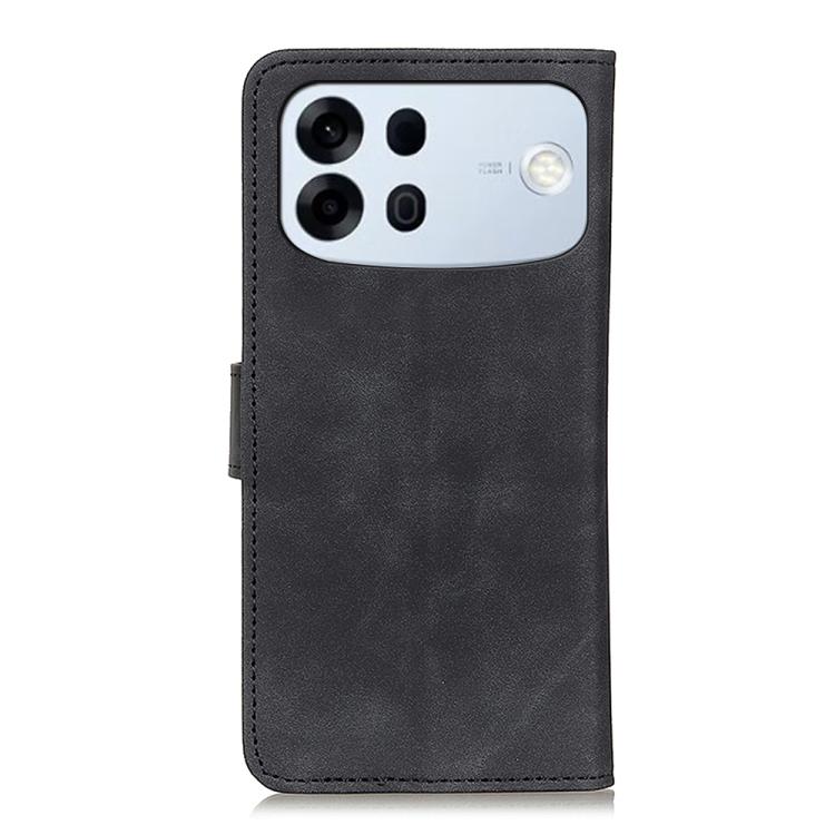 KHAZNEH flip leather phone case, black, camera cutout, slim protective back