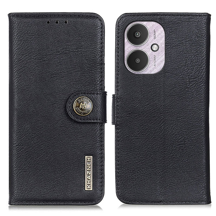 Black cowhide-texture flip leather phone case with card slots and magnetic closure