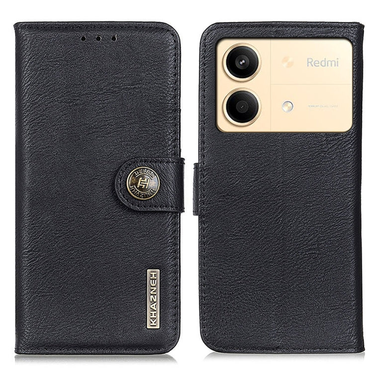 Black flip leather phone case with round logo snap and camera cutout, card pocket lining.