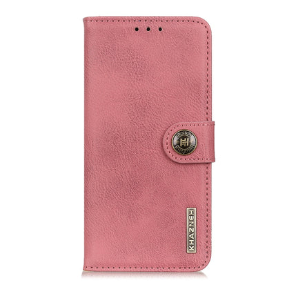 Pink cowhide-texture flip phone case with side strap and stitch edges