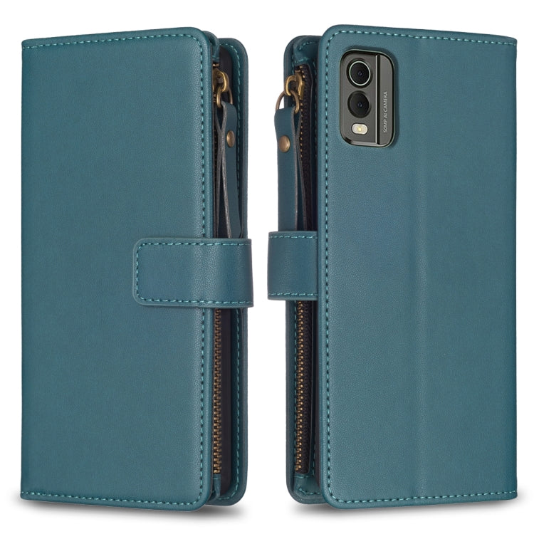 Teal zipper flip phone wallet case with card slots and magnetic strap closure