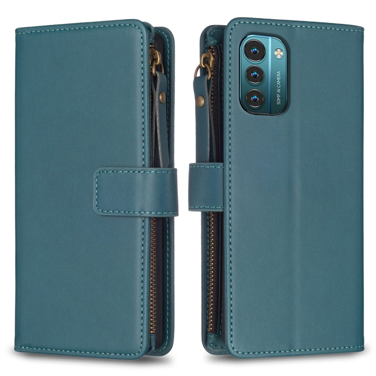 Teal zipper flip phone wallet case with card slots and magnetic strap closure