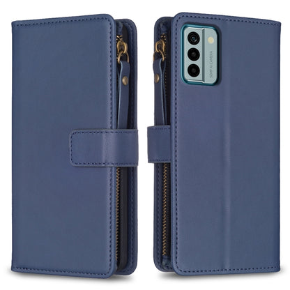Navy zipper flip phone wallet case with card slots and magnetic strap closure