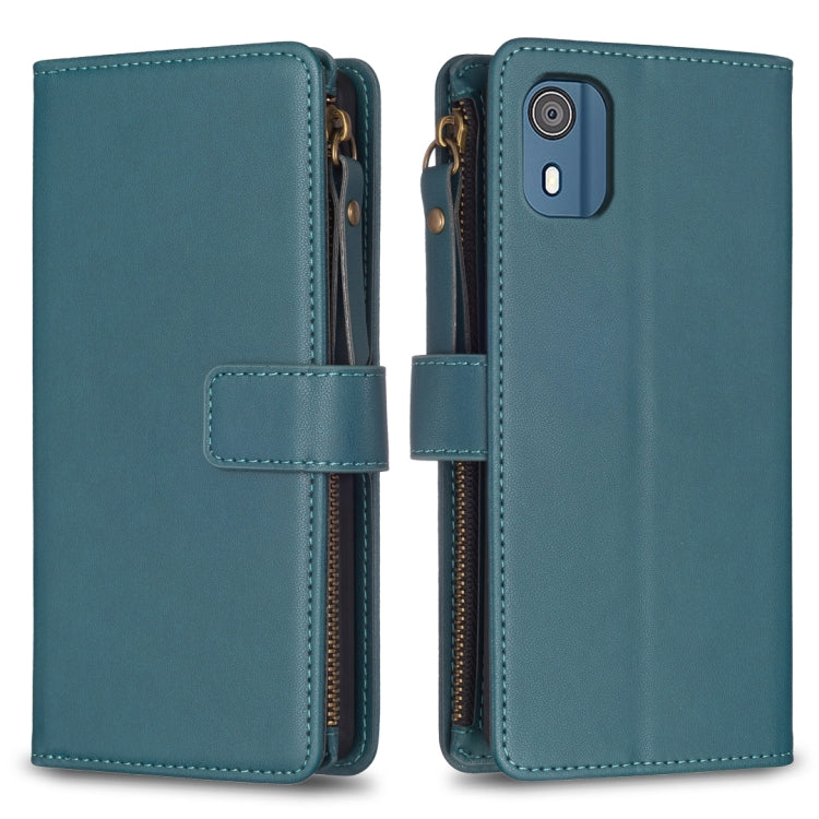 Teal zipper flip phone wallet case with card slots and wrist strap