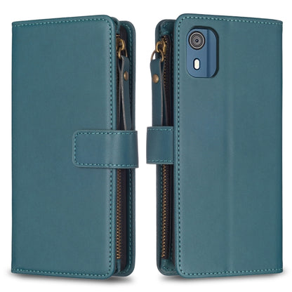 Teal zipper flip phone wallet case with card slots and wrist strap