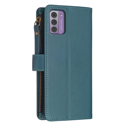 Teal leather flip phone wallet with card slot flap and zipper pocket