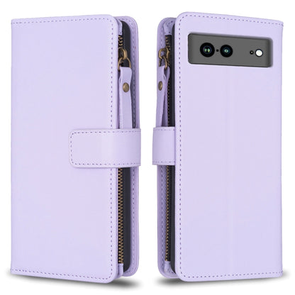 Light purple leather flip phone wallet case with zipper, card slot window, and snap strap