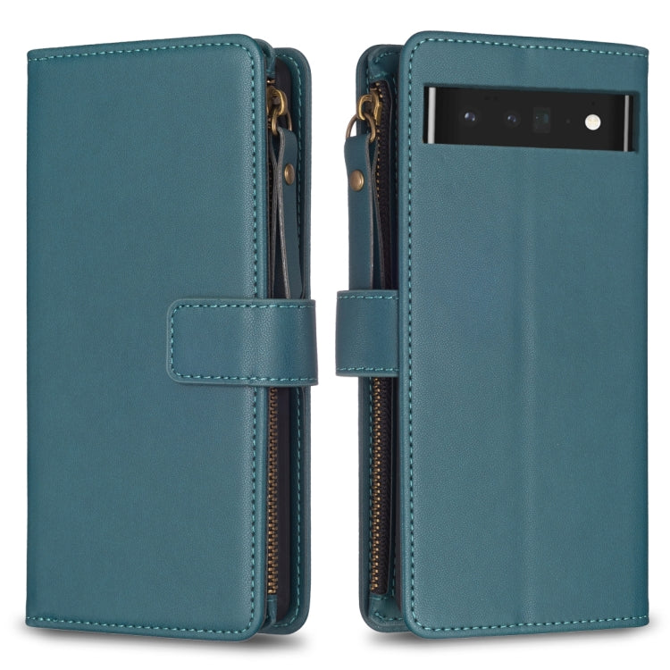 Teal leather flip phone wallet case with zipper, card slot window, and snap strap
