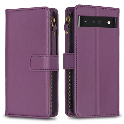 Dark purple leather flip phone wallet case with zipper, card slot window, and snap strap