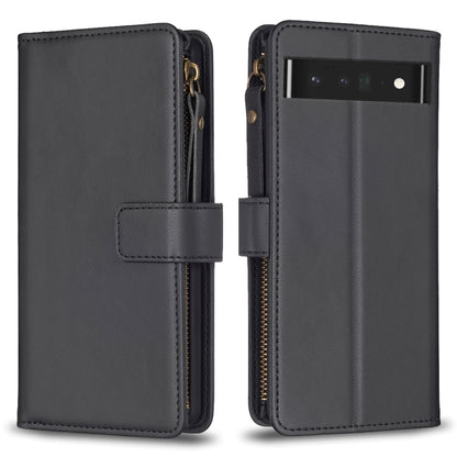 Black leather zip-around flip phone wallet case with card slot window and snap strap