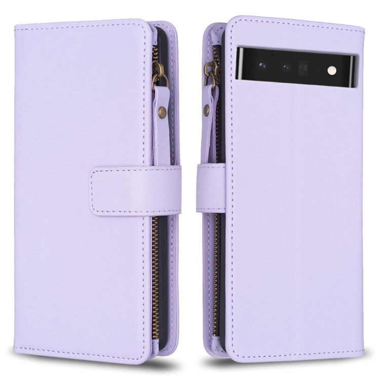 Lavender leather flip phone wallet case with zipper, card slot window, and snap strap