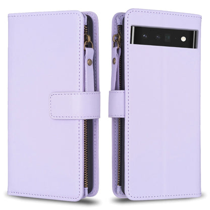 Lavender leather flip phone wallet case with zipper, card slot window, and snap strap