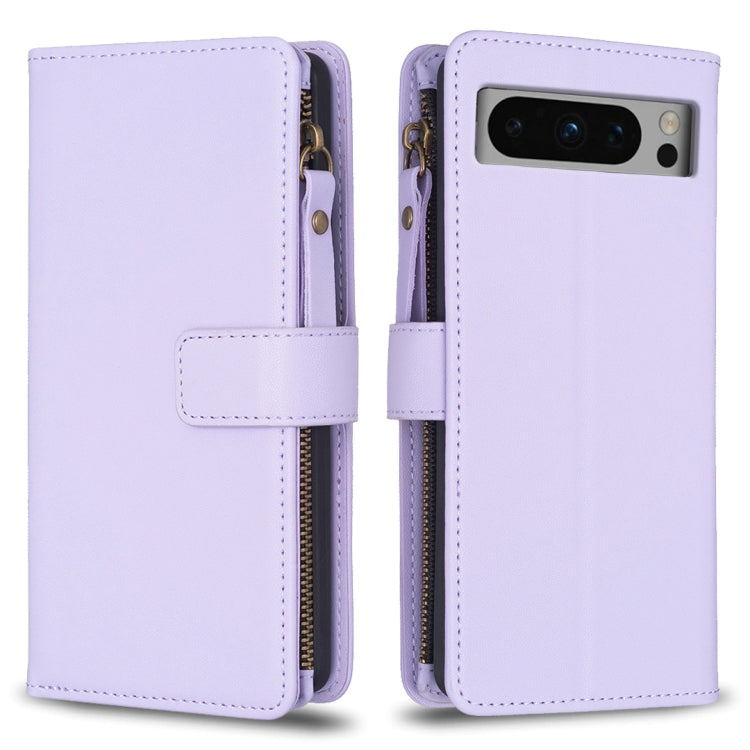 Lavender flip phone wallet case with zipper, snap strap, and camera cutout