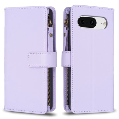 Lavender flip phone wallet case with zipper and front camera cutout