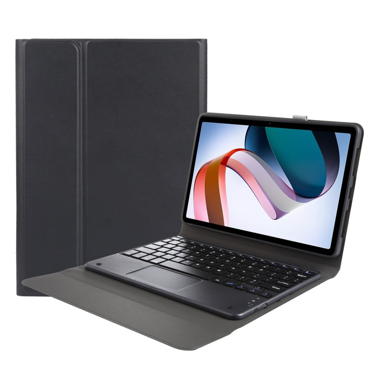 Ultra-thin Bluetooth keyboard case with touchpad for tablet, dark gray folio design