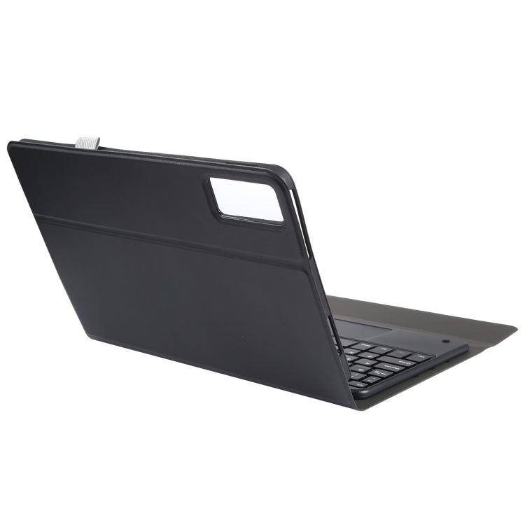 Tablet keyboard case with protective folio cover, dark gray, angled open view