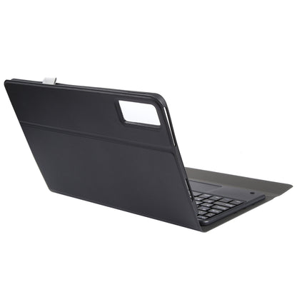 Tablet keyboard case with protective folio cover, dark gray, angled open view