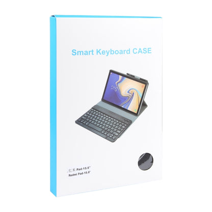 Smart keyboard case retail box with product photo, blue and white packaging