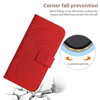 Red embossed flower folio phone case with corner protection design