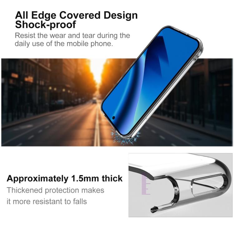 Clear shockproof TPU phone case with full edge coverage and thick protective frame