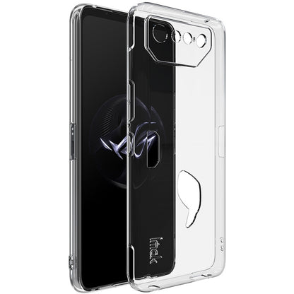 Clear TPU phone case for ROG Phone 7, with camera cutouts and raised edges
